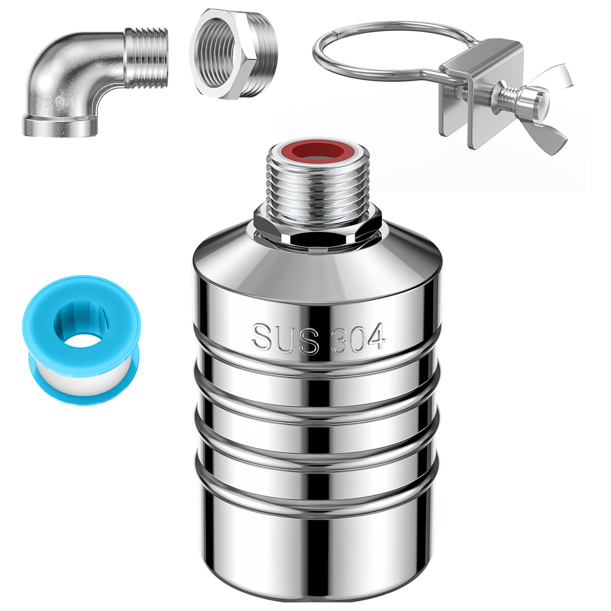 SUS304 stainless steel automatic water level controller, float ball valve suitable for water tanks, ponds, water towers, swimming pools, etc