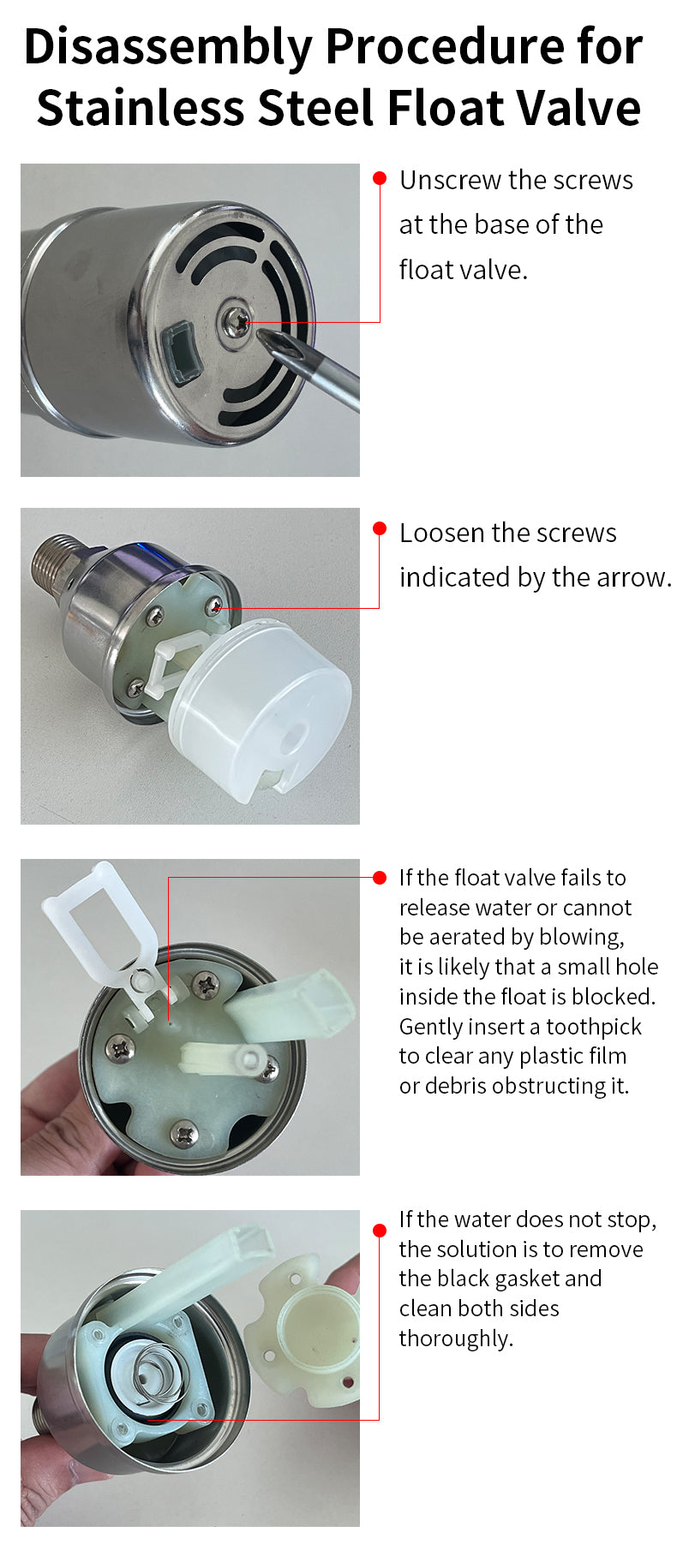 SUS304 stainless steel automatic water level controller, float ball valve suitable for water tanks, ponds, water towers, swimming pools, etc