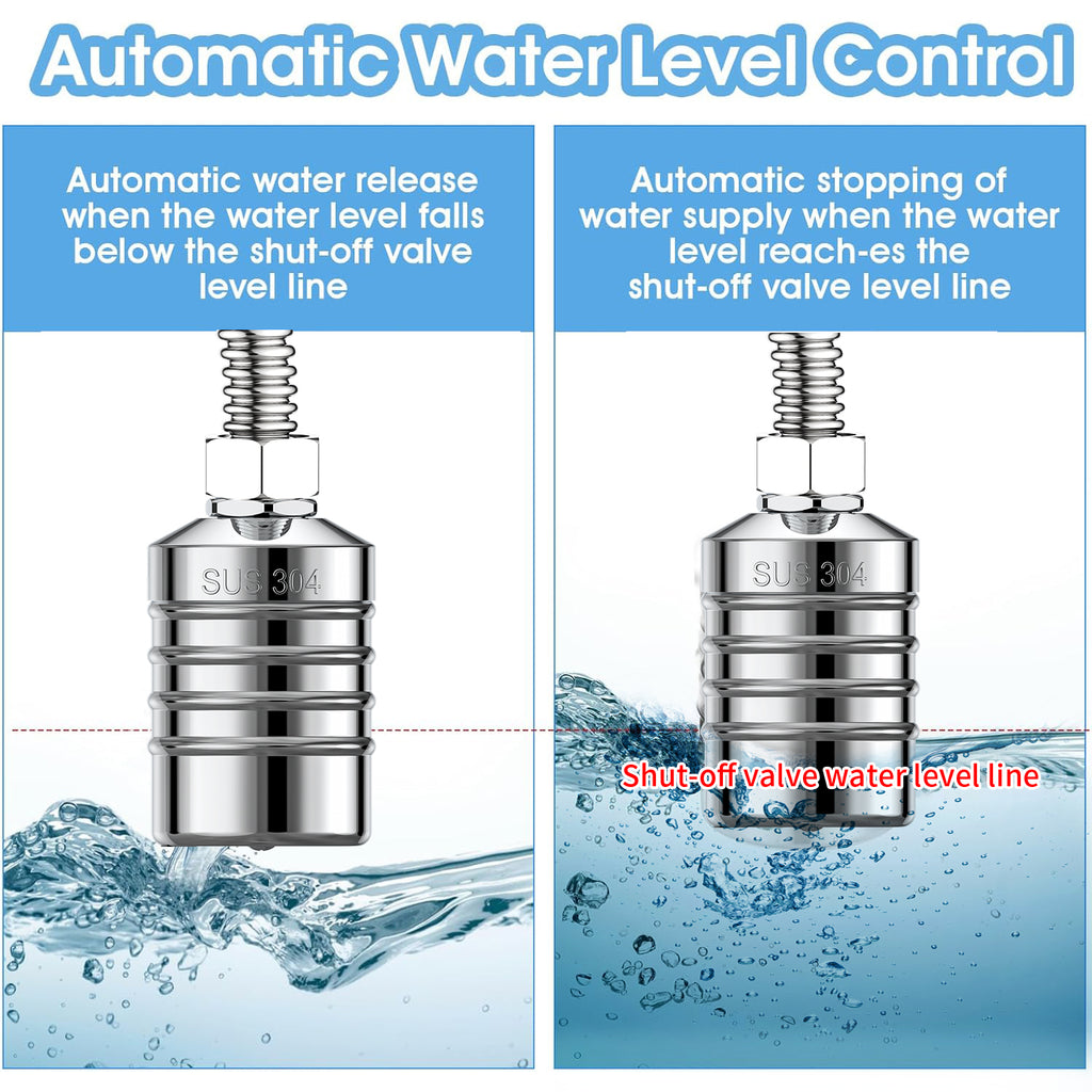 SUS304 stainless steel automatic water level controller, float ball valve suitable for water tanks, ponds, water towers, swimming pools, etc