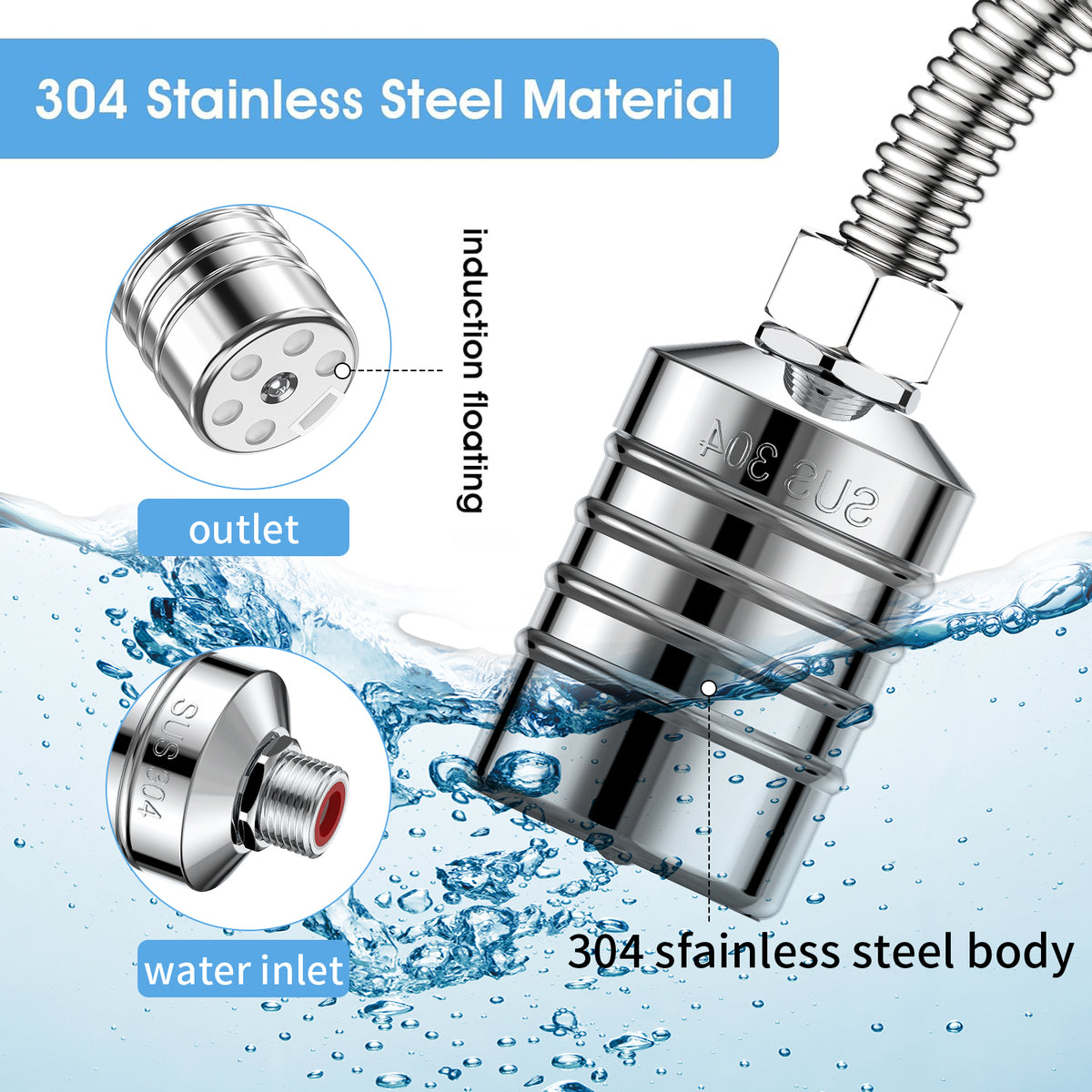 SUS304 stainless steel automatic water level controller, float ball valve suitable for water tanks, ponds, water towers, swimming pools, etc